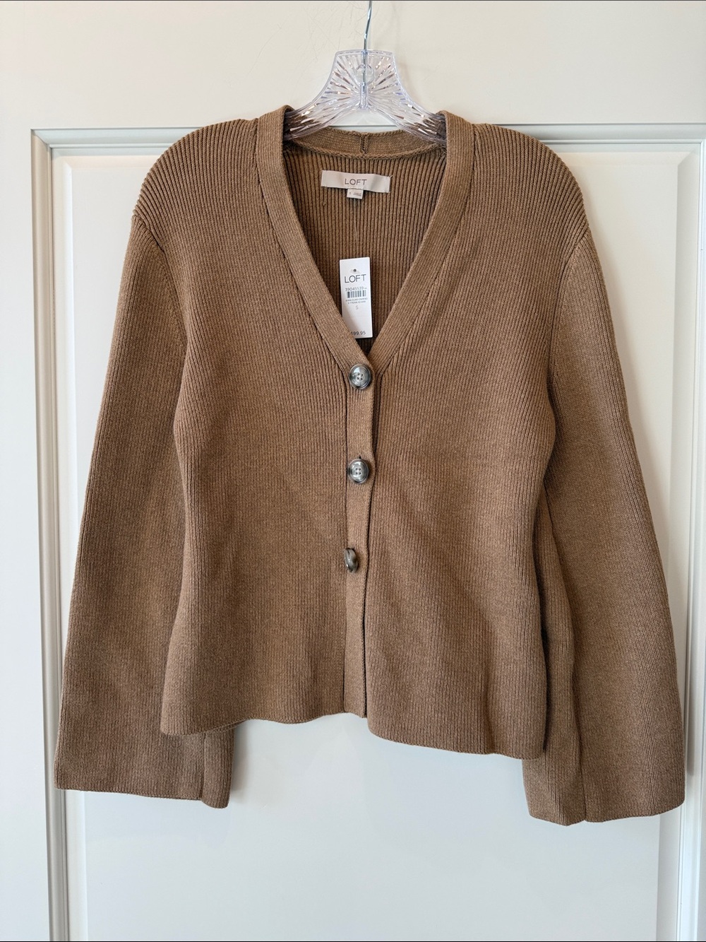 LOFT Brown V-Neck Button Cardigan Sweater - NWT Size S
